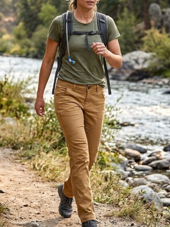 PrAna Pants - PrAna Womens Hiking Adventure Pants 6 Tan Stretch Hiking Straight Snap Hem